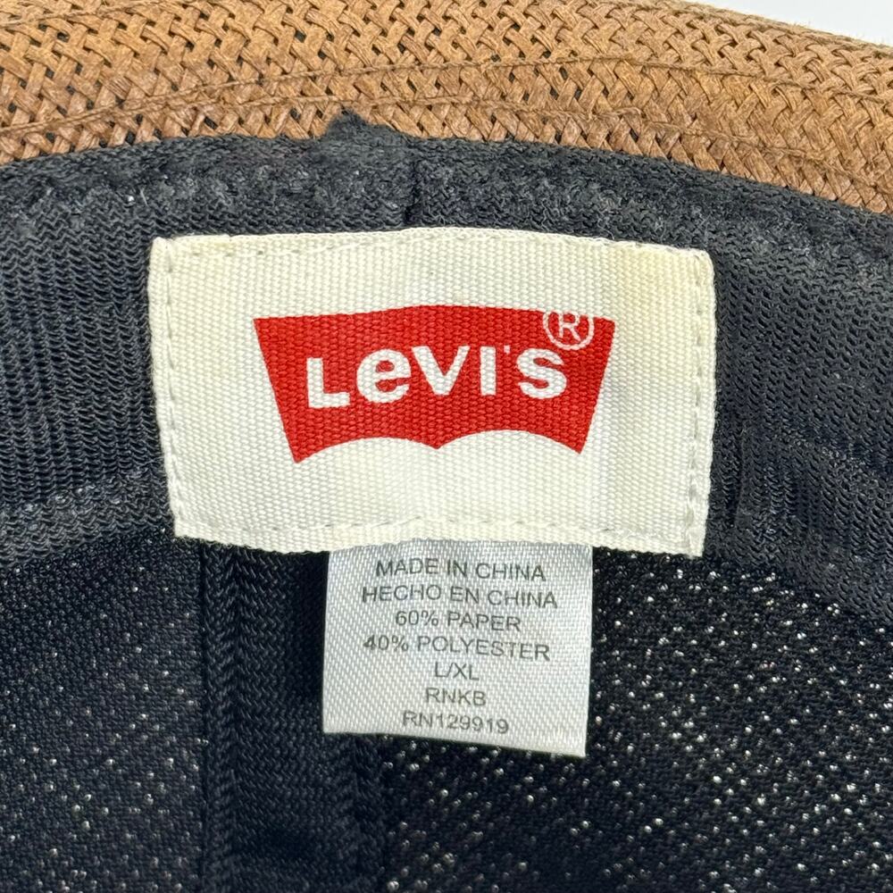 Levi's Woven Fedora Hat Braided Band Brown Sun Travel Vacation L XL - Picture 6 of 7